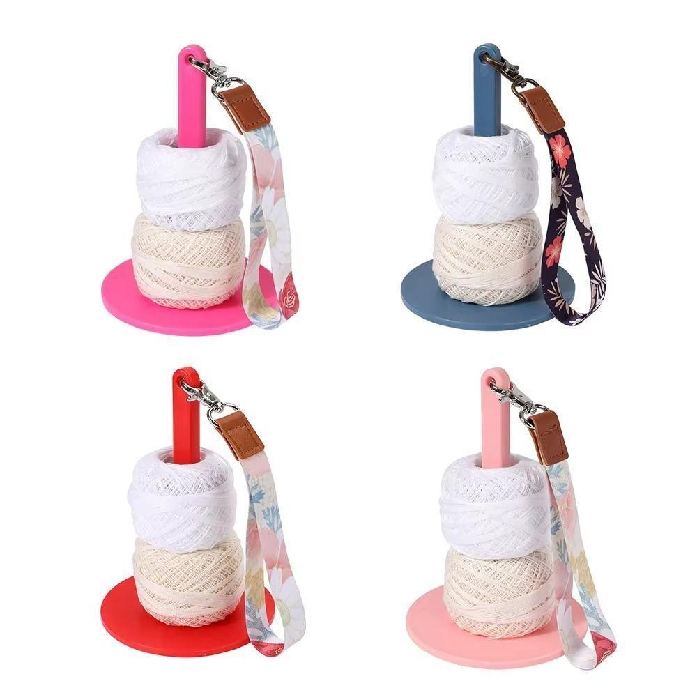 

with Lanyard Crochet Stand Spinner DIY Sewing Wool Ball Winder Wrist Yarn Holders Thread Spool рожевий
