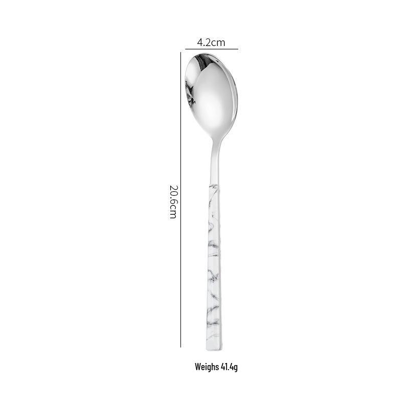 Korean Style 430 Stainless Steel Tableware Set with Imitation Wood Grain Handles: Includes Knife, Fork, Spoon, and Chopsticks