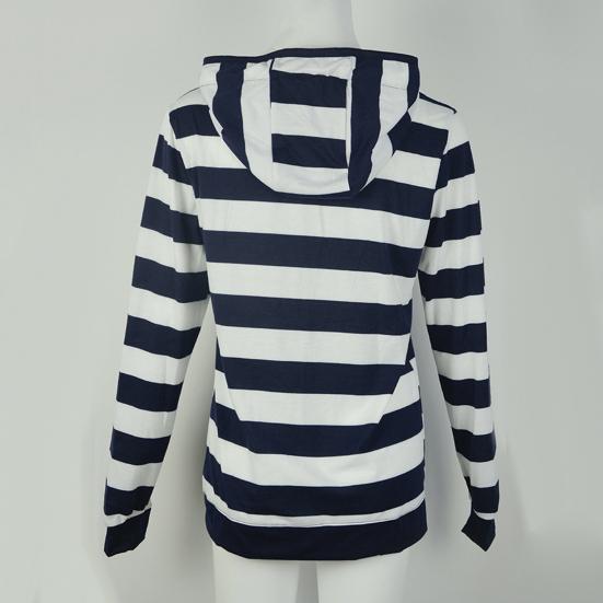 Felpa con cappuccio a maniche lunghe a righe casual alla moda da donna per primavera, autunno, inverno