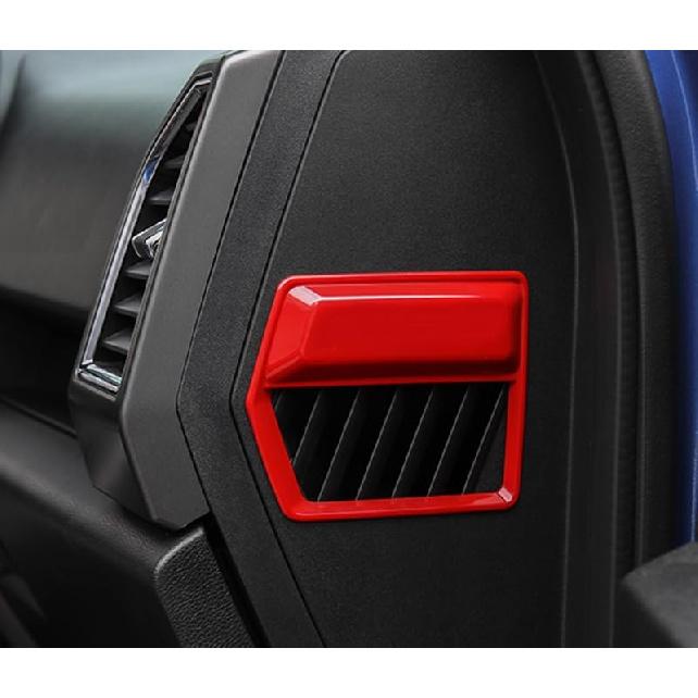 ABS Red Full Interior Decorative Cover Trim Sticker Compatible with Ford F150 2015-2020 (4pcs/Set Inner Door Handle Under Decorative Strip)