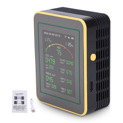 Air Quality Monitor, 15 In 1 WiFi Air Detector with Color LCD Screen Fit for Tuya Smart, Detects PM0.3 PM1.0 PM2.5 PM10