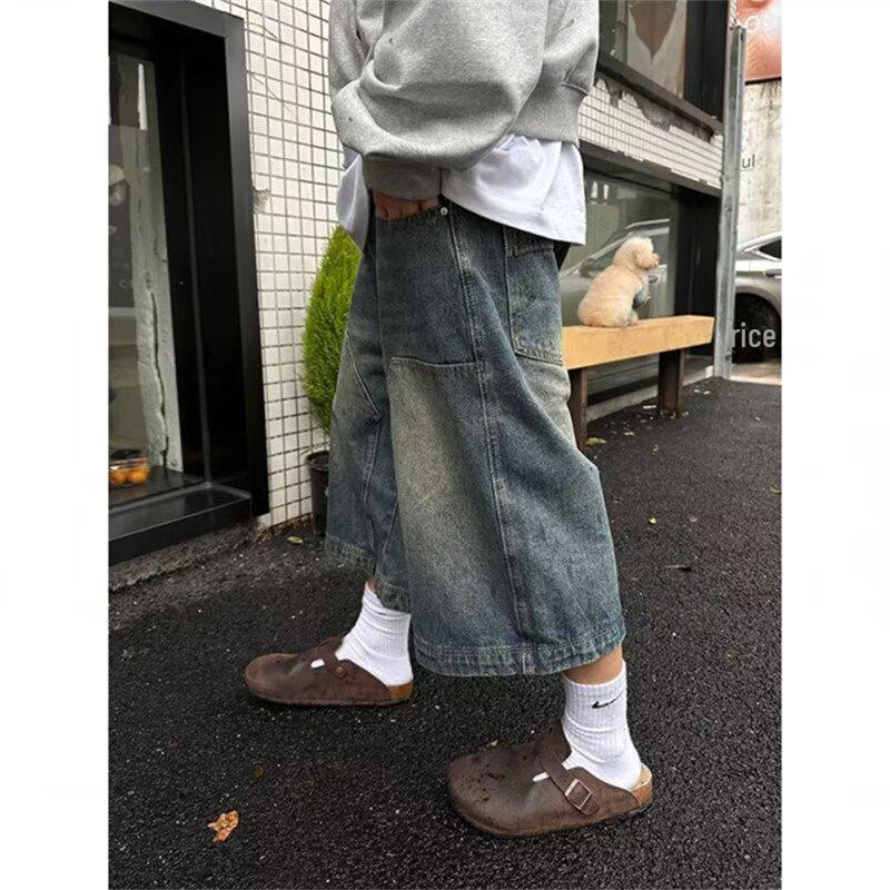 

Мужские летние шорты 2024 года из потертого денима в винтажном стиле с потертостями 2XL