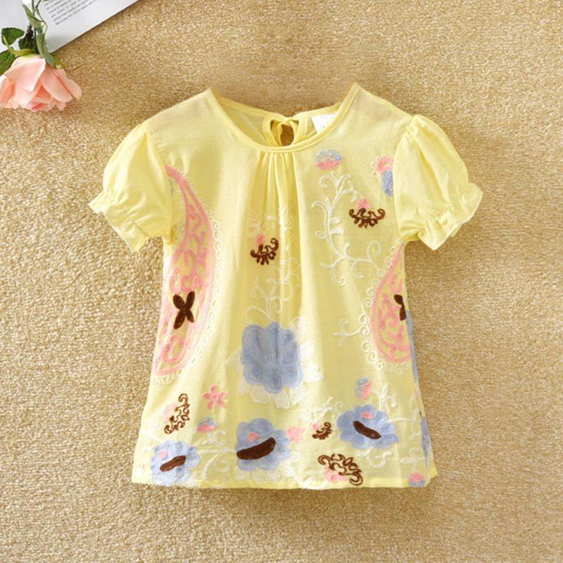 

Летняя хлопковая футболка с цветочным узором для маленьких девочек, топы, блузка, детские повседневные футболки с короткими рукавами 120