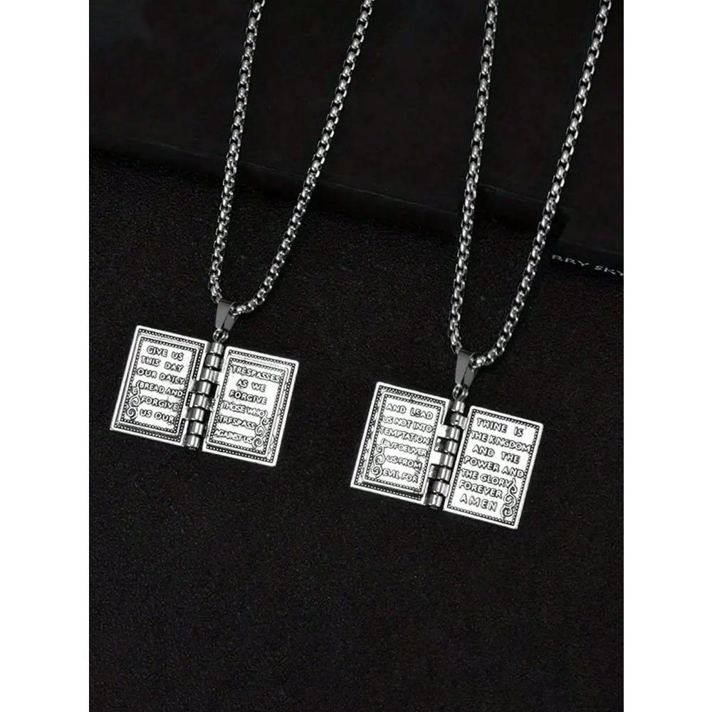 

1 шт. Модное ожерелье с подвеской в виде Библии из полированного сплава для мужчин и женщин