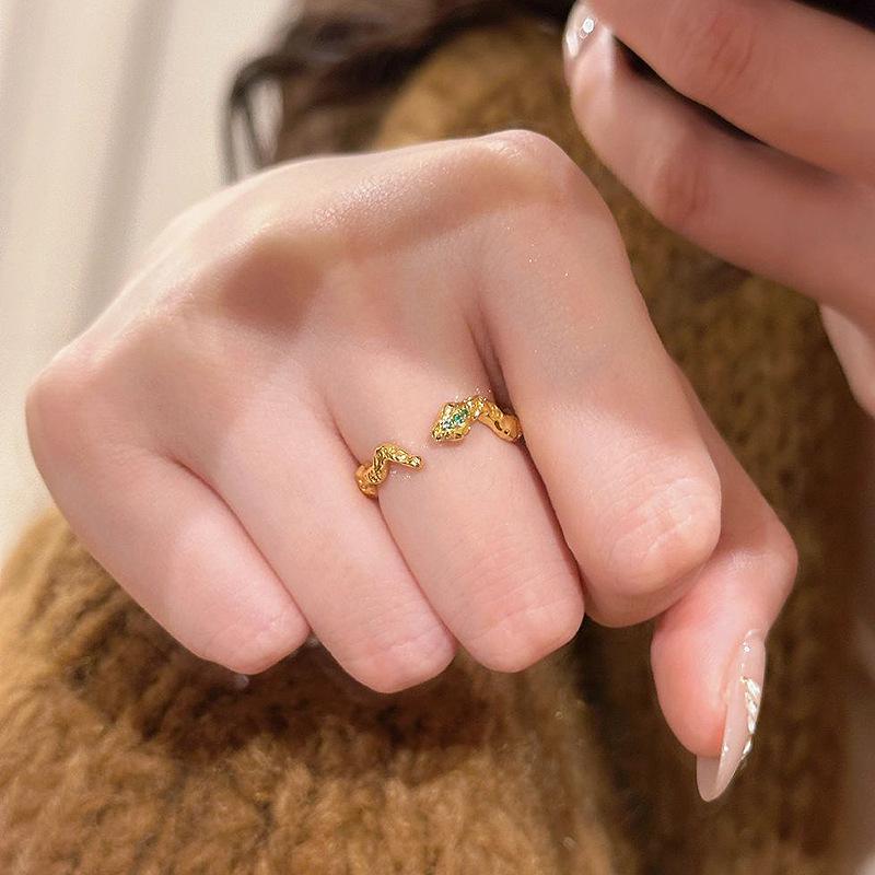 Xiaohongshu Light Luxury Gold Snake Ring 2024 - Classic Court Style Trend Adjustable Size