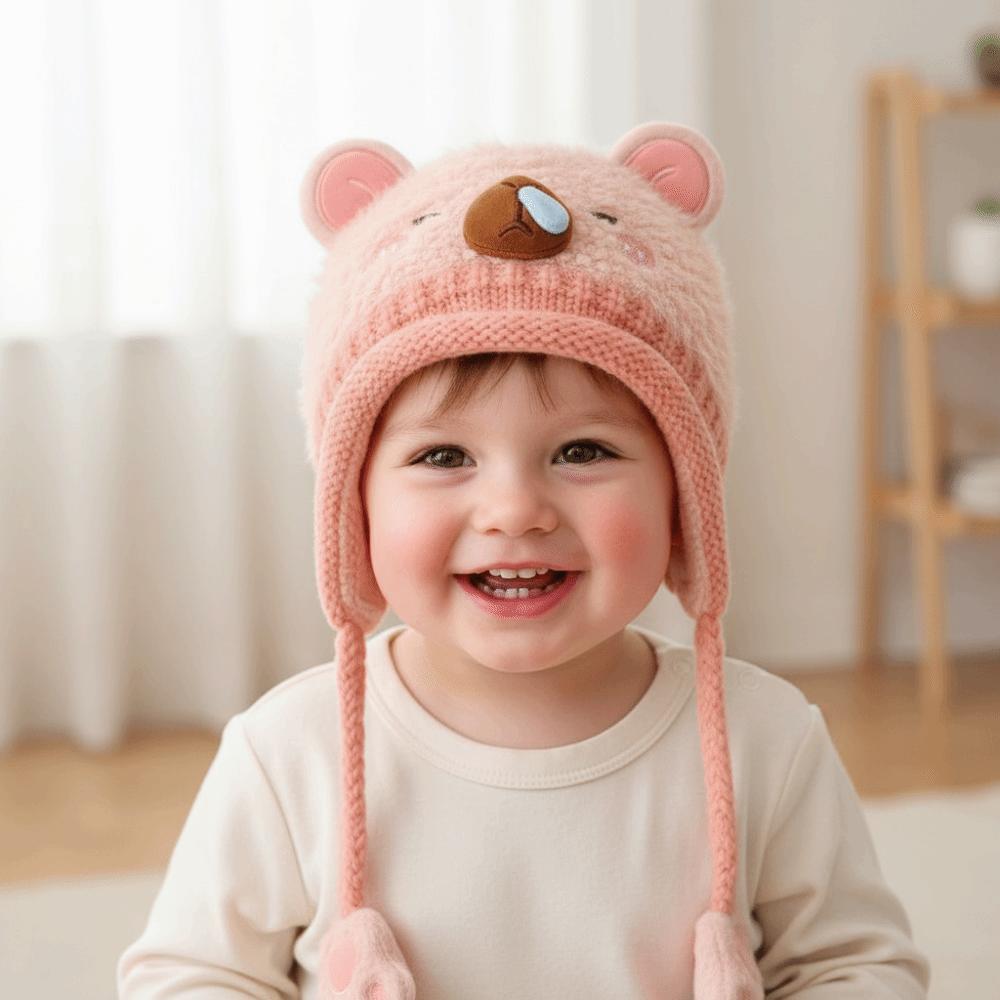 Thickened Baby Ear Protection Cap Warm Capybara Beanie Caps Cold Weather Wear