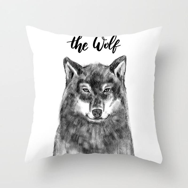 Desen animat geometric drăguț câine și pisică husă de pernă față de pernă acasă sufragerie canapea decor față de pernă