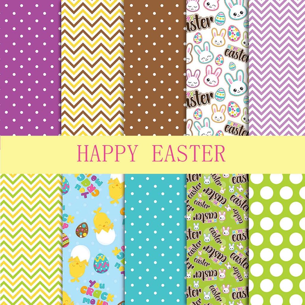 10 Stück DIY Bastelbedarf Ostern Frühling Hase bedruckte Stoffquadrate 10 Zoll