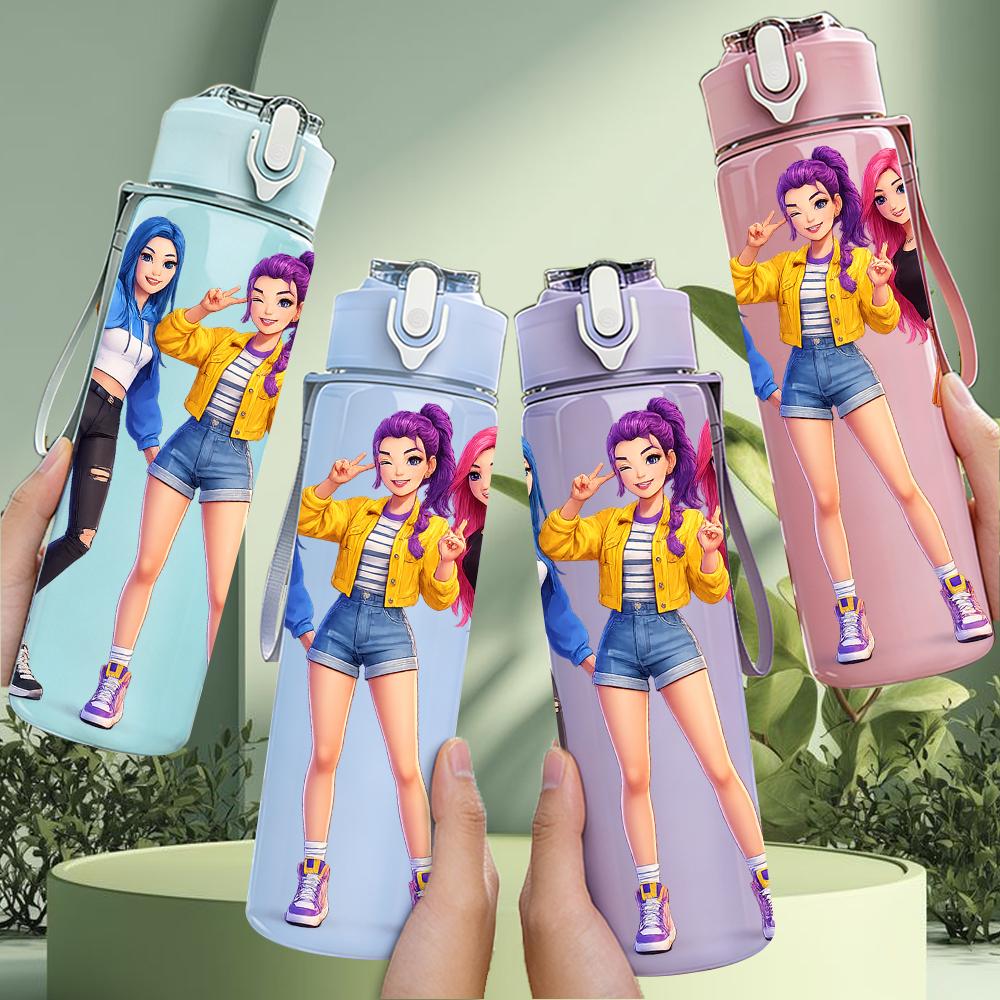 1 ud. Vibrante Brillante Banda de Chicas Kpop Busto 750ml Botella de Agua de Plástico de Color Tapa con Pitorro abatible a Prueba de Fugas Para Deportes Oficina Uso en Casa