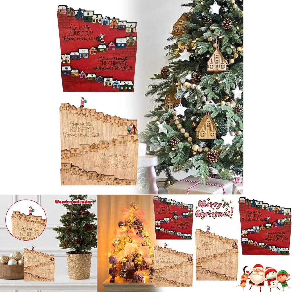Christmas Countdown Calendar Ornaments Santa Castle Desktop Decoration Crafts