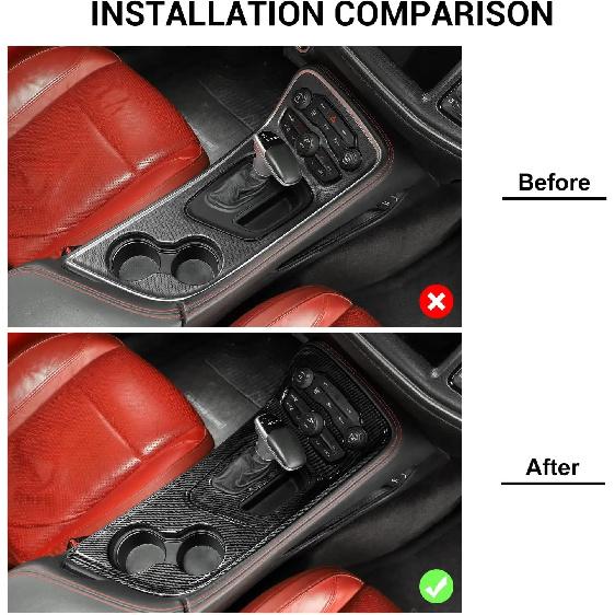 Zwart Koolstofvezel Accessoire Voor Dodge Challenger 2015-2022 Middenconsole Schakelpookpaneel Interieur Decoratieve Cover Trim