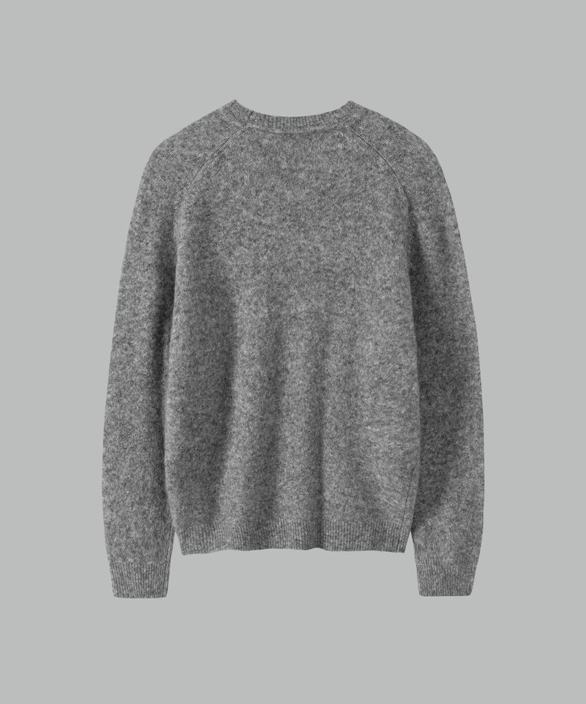 NONBLANK Mohair Wool Blend Crop Round Knit_Melange Grey