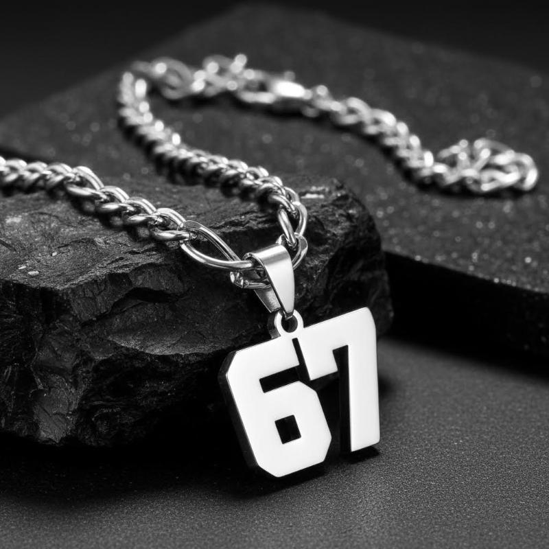 Mode Punk 67 Halskette Edelstahl Anhänger mit Tag-Buchstaben für Männer Frauen Sportlichkeit Schmuck Geschenk