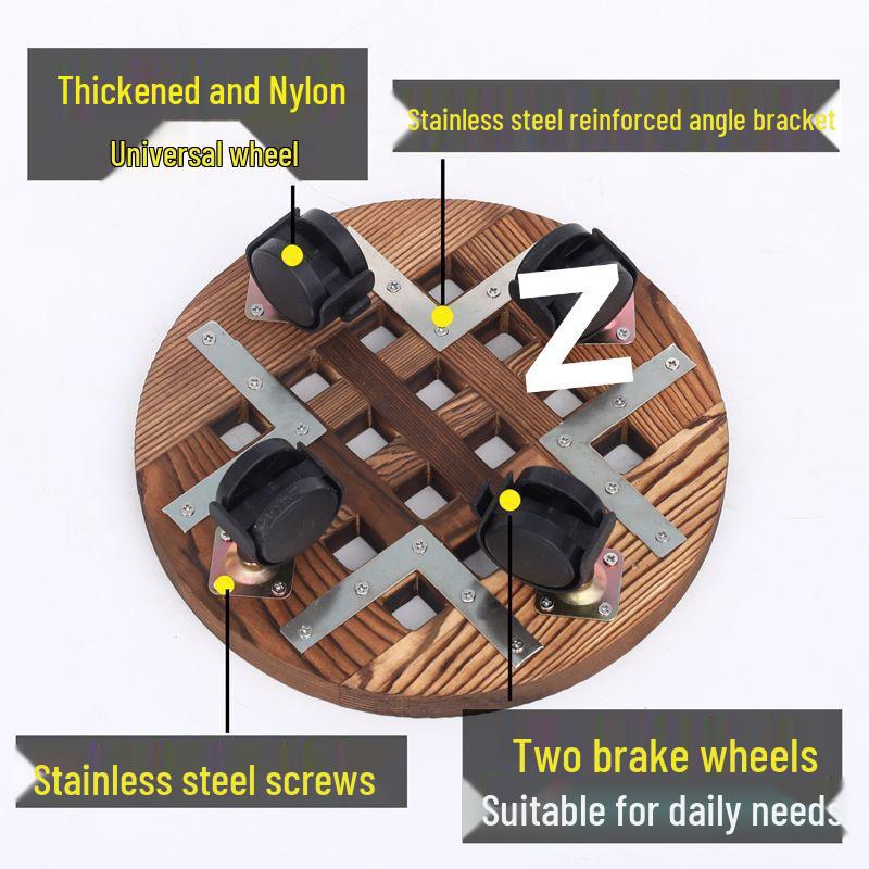 Bonsai Wood Flower Stand with Wheels | Square/Round Anti-Corrosion Elevated Pot Tray for Indoors
