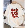 Süßes Tomaten-Print T-Shirt Damen Kurzarm-Tee Mode Natürliches Früchte-Grafik-Top Kawaii Lässiges Sommer-T-Shirt Freundliches Geschenk
