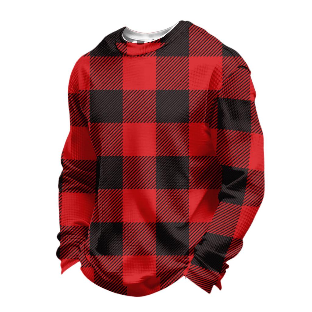 Herr Casual Långärmad Topp med Digitaltryck, Herr Rundhalsad Långärmad Topp