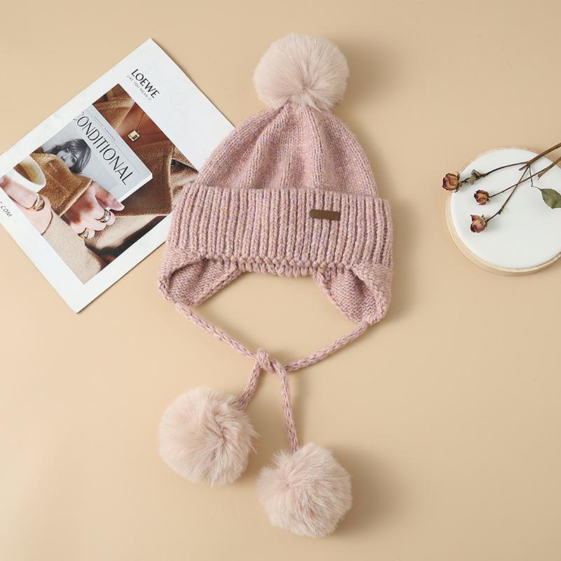 Sweet and Cute Patch Knitted Wool Hat Autumn and Winter Outdoor Travel Cold and Warm Hat Versatile Face Showing Small Pullover Hat