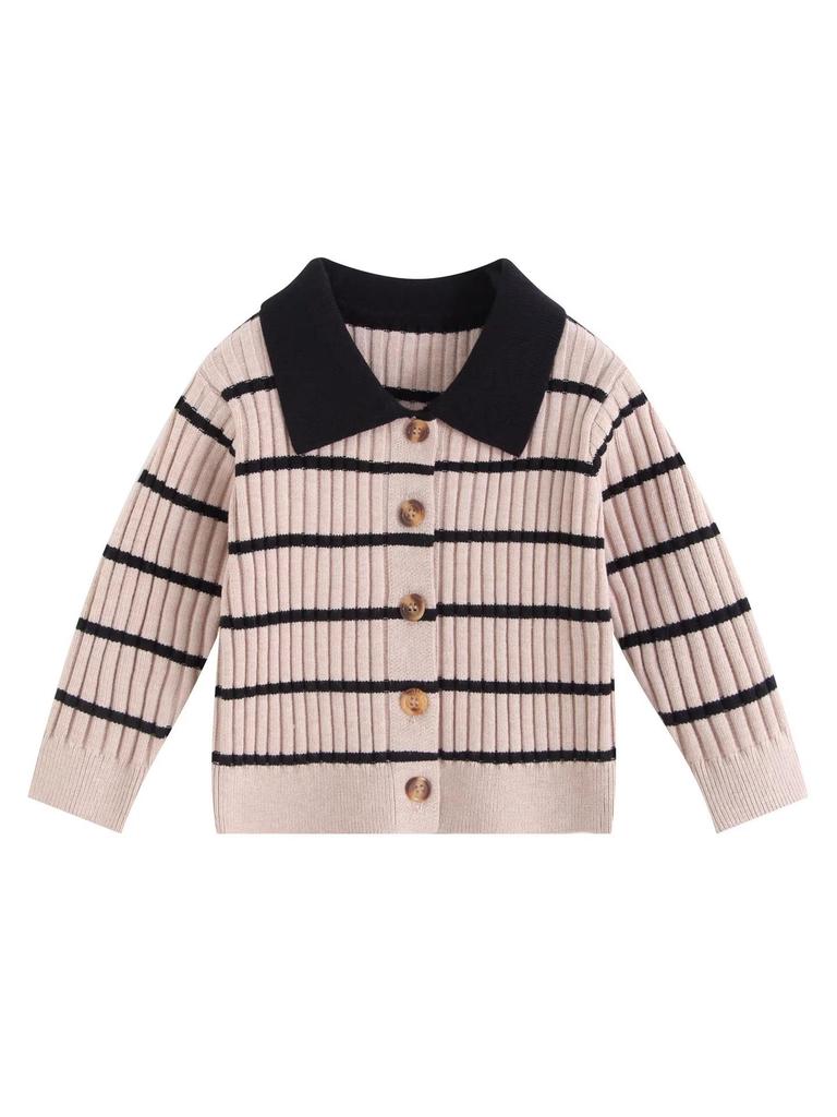 Mädchen Cardigan mit Farbblock & Faltenrock Set - Frühling/Herbst Strickware