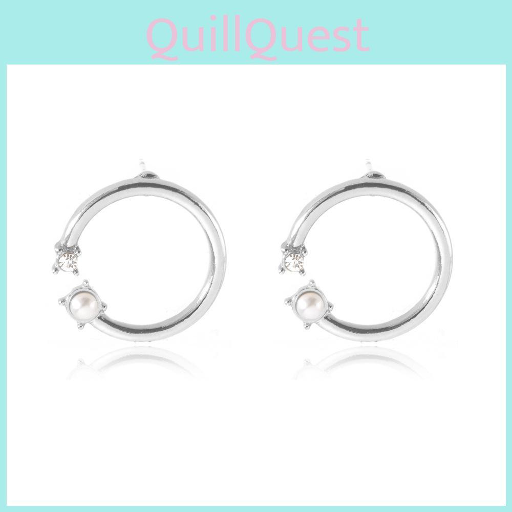 Classy Pearl Round Stud Earrings Alloy Material Trendy Jewelry