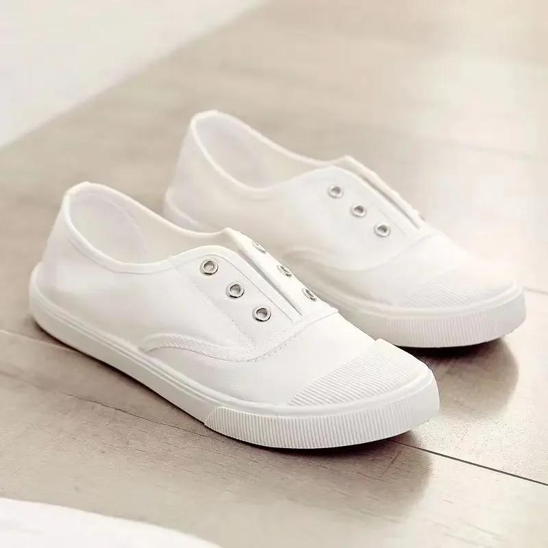 Women's Vulcanized Shoes 2024 Summer New Half Slippers Canvas Shoes Women Thin Style Student Versatile Casual Shoes