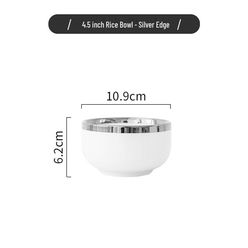 Nordic Silver-Rimmed Ceramic Dinnerware Set