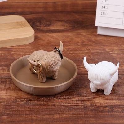 Highland Cow Anel Brinco Suporte Jóias Home Office Desktop Ornamento Decoração Presentes