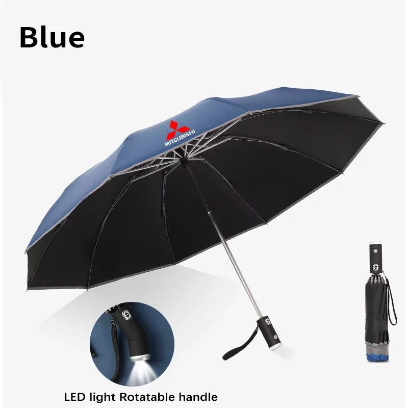 Car Led Light Automatic Folding Windproof Sunshade Umbrella For Mitsubishi Outlander Pajero Asx Colt Lancer EX Evolution X L200