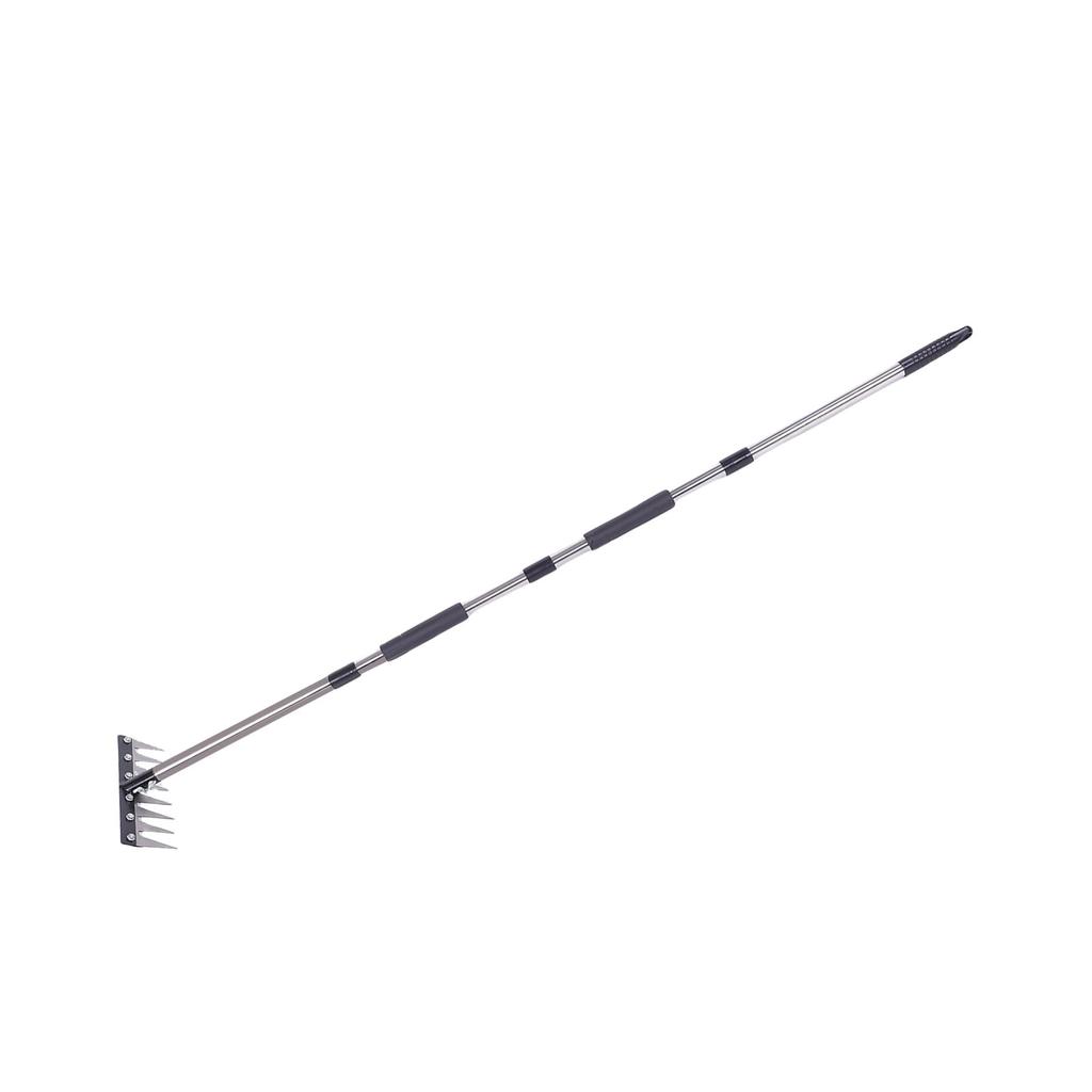 Heavy Duty Iron Weeding Rake with Long Handle Garden Weed Rake Tool for Removing Weeds Loosening Soil Cleaning Flower