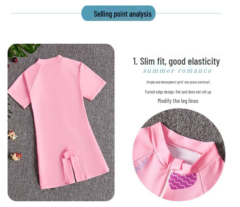 2025 Summer New Kids' Cartoon Swimsuit: Girls' One-Piece or Boys' Short-Sleeved Suit
