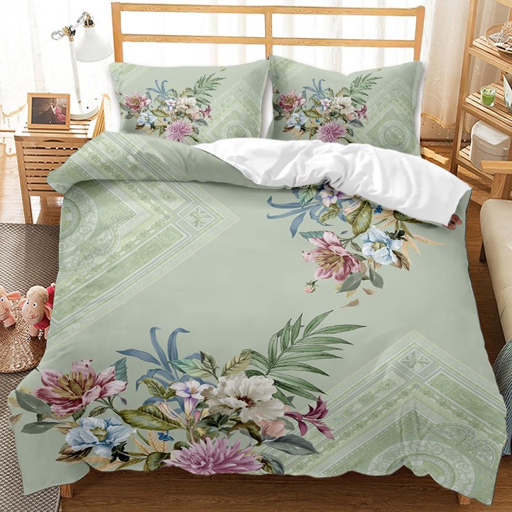 Spring Flowers Tulip Bedding Set Morning Glory Pink Rose Duvet Cover Double Queen King Twin Full Size Women Girls Duvet Cover