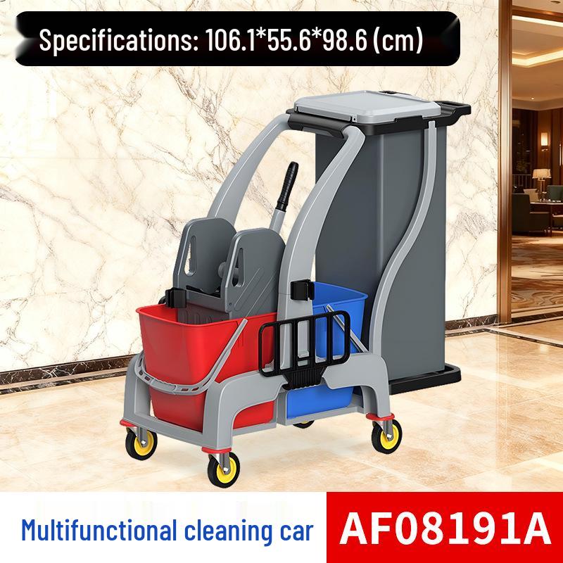 Baiyun AF08191 Multifunction Cleaning Cart with Mop & Wringer Bucket, Storage, and Hotel Service Features
