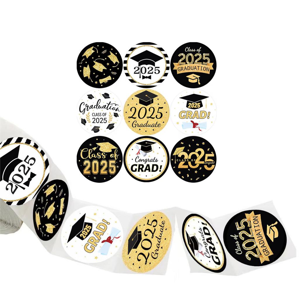500 Counts 2025 Graduation Thank You Sticker 1.5Inch Wrapping Labels For Seal Envelope Card Packaging Party Decorating