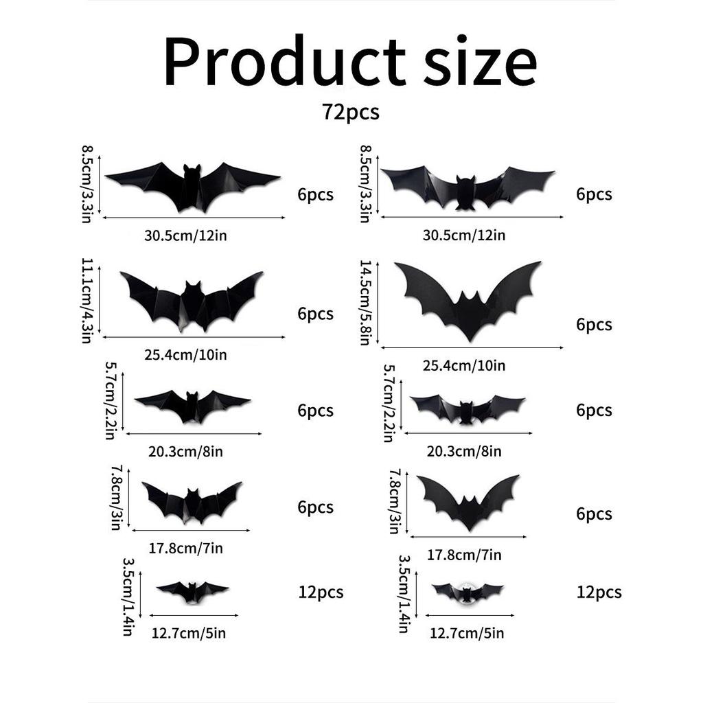 3D LED Glitzer Fledermaus Wandaufkleber für Halloween Dekoration