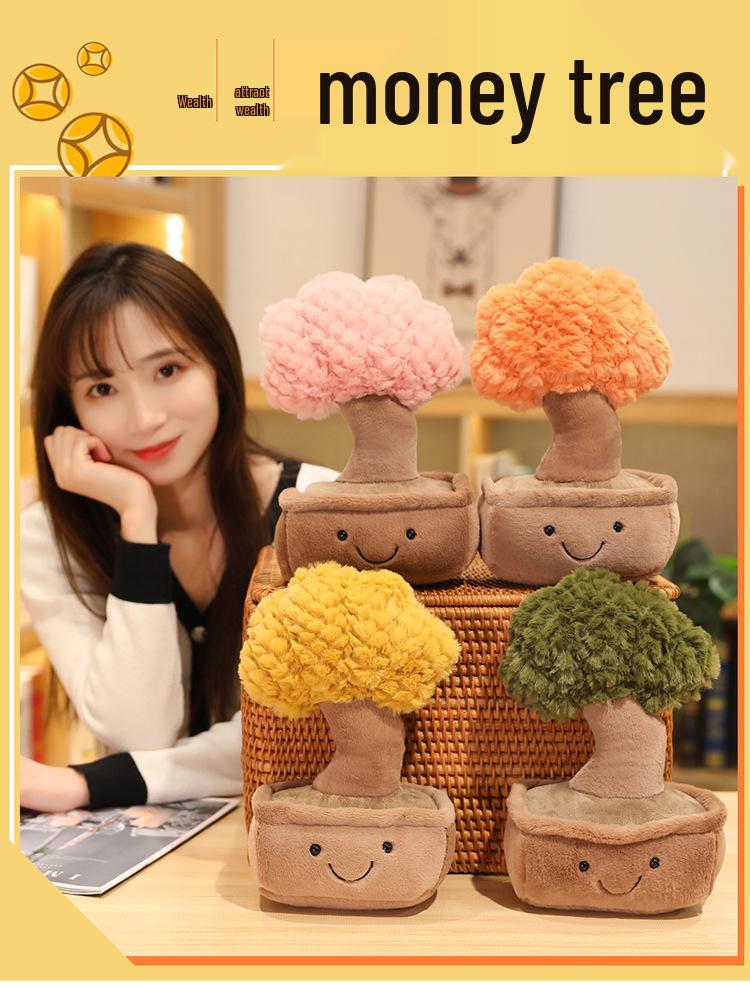 Creative Plush Money Tree Ornament - Green Potted Plant Doll for Living Room