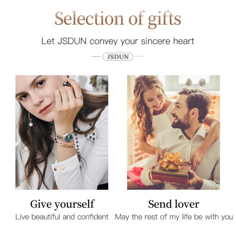 JINSHIDUN New Business and Leisure Ladies Watch Single Calendar Tungsten Steel Mechanical Watch Luminous Waterproof High-end Watch