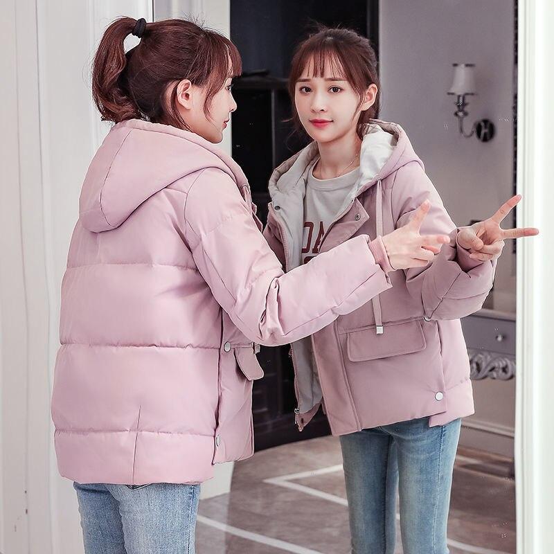 

Женщины Зима с капюшоном Ветрозащитный Большой карман Короткий теплый пальто Пуховик Куртка Хлопок Мягкая парки Верхняя одежда Пальто