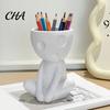 Fun Desk Organizer for Study Space Abstract Character Pen Holder, Resin Sitting Figure Pencil Desktop Storage Office Cup, Multi-functional Makeup
