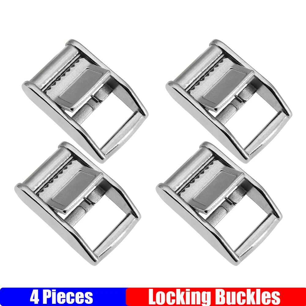 4/8/12PCS Stainless Steel Cam Buckle Ratchet Buckle for 25mm Tie Down Strap/Webbing Cargo Lashing Luggage Bag Belt Metal Buckles 4pcs