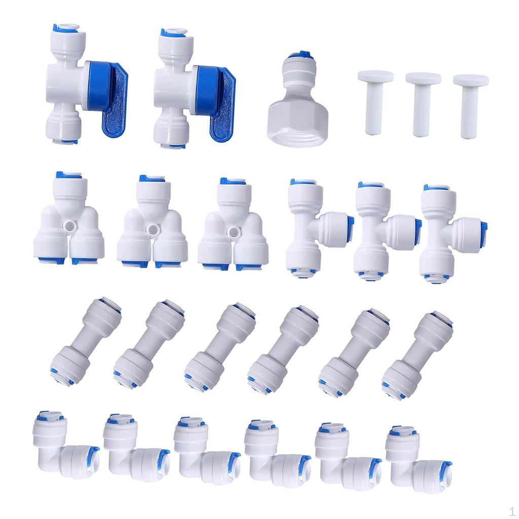24x 1/4" Od Tube Fittings for Osmosis Water Fitting Professional Push to Connect