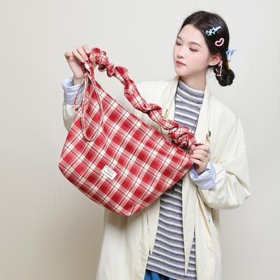 Checkered Bag, Atmosphere, Tote Bag, Large Capacity, Retro Crossbody Bag
