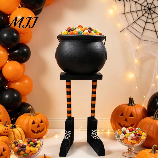 Eye-catching Seasonal Party Decor Halloween Cauldron Candy Bowl, 20 Inch Witch Leg Dish Bucket, Home for Fall Festival Plastic Large Pot Bucket Indoor
