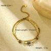 GEMCHIC Women's 18K Gold Plated Stainless Steel Natural Stone Freshwater Pearl Design Geometric Handmade Bracelet