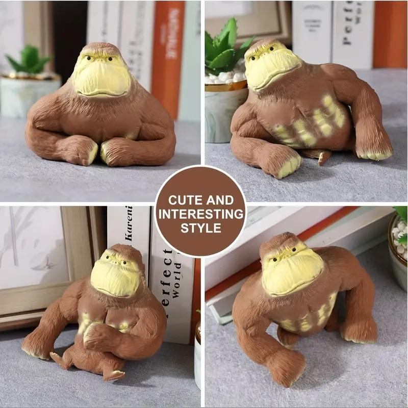 Amusing Gorilla Figurines Humorous Expression Squishy Monkey Statue Soft Stretchable Action Toy Desk Decoration Creative Gift