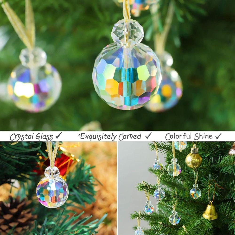 12Pcs Sparkle Christmas Tree Decoration 22mm Hanging Crystal Balls Pendant  Party Decor