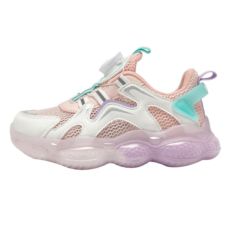 MQD Color Blocking Rotary Knob Versatile Fashion Mesh Sports Shoes for Girls