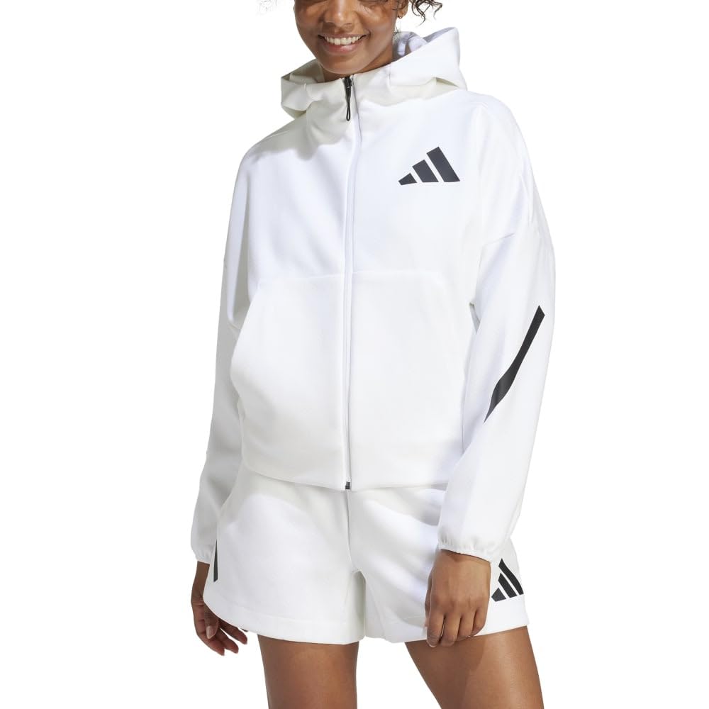 Adidas Hoodie KTJ91 White Size M Z.N.E. Full-Zip Women's (JE7849)