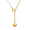 Elegant Heart Pendant Necklace with Natural Freshwater Pearl and Clavicle Chain