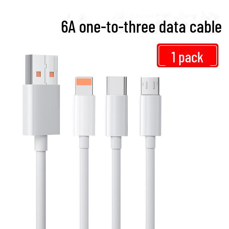 

6A Многоканальный кабель: Сверхбыстрая зарядка 120 Вт, быстрая зарядка 66 Вт, варианты 3-в-1 и 2-в-1 1.2m three-in-one 6A data cable