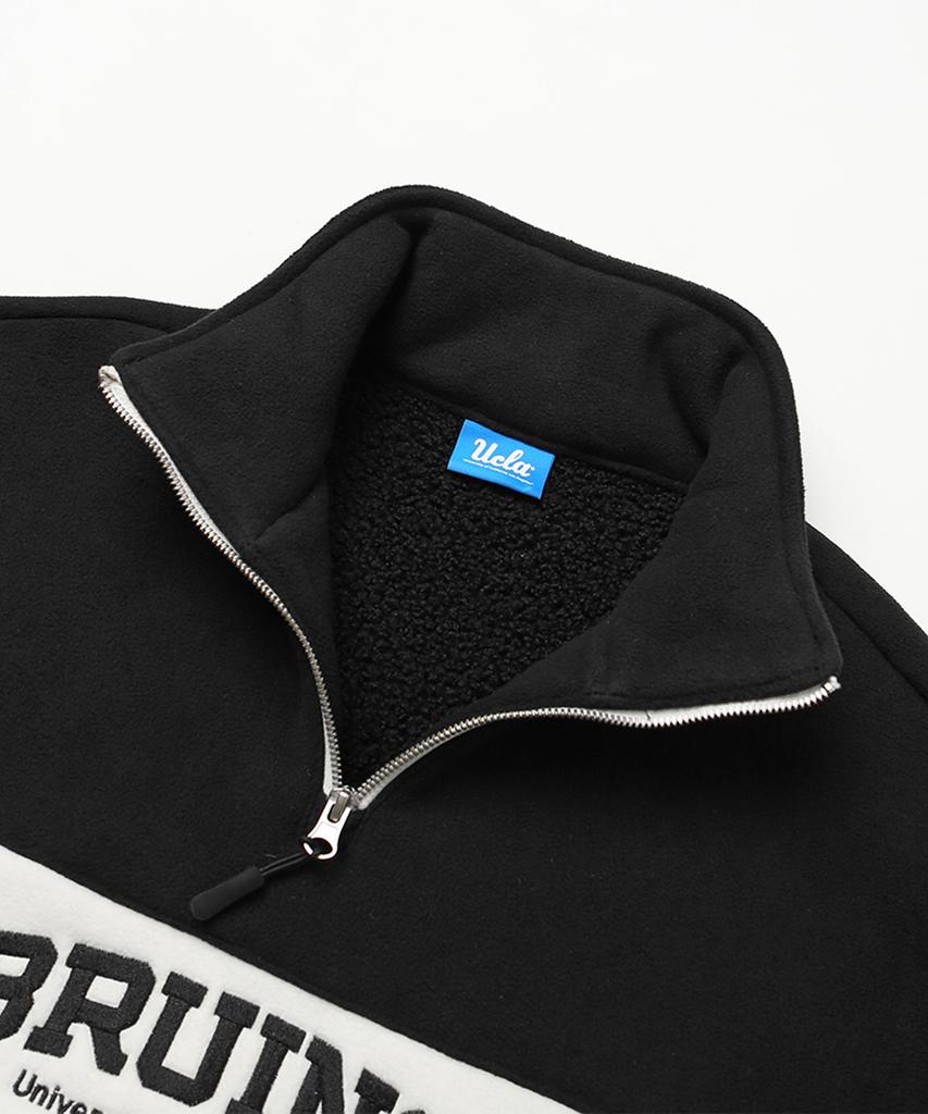 UCLA Unisex Polar Fleece Boa Half-Zip Block Sweatshirt [Black](Uzbltb2_39)