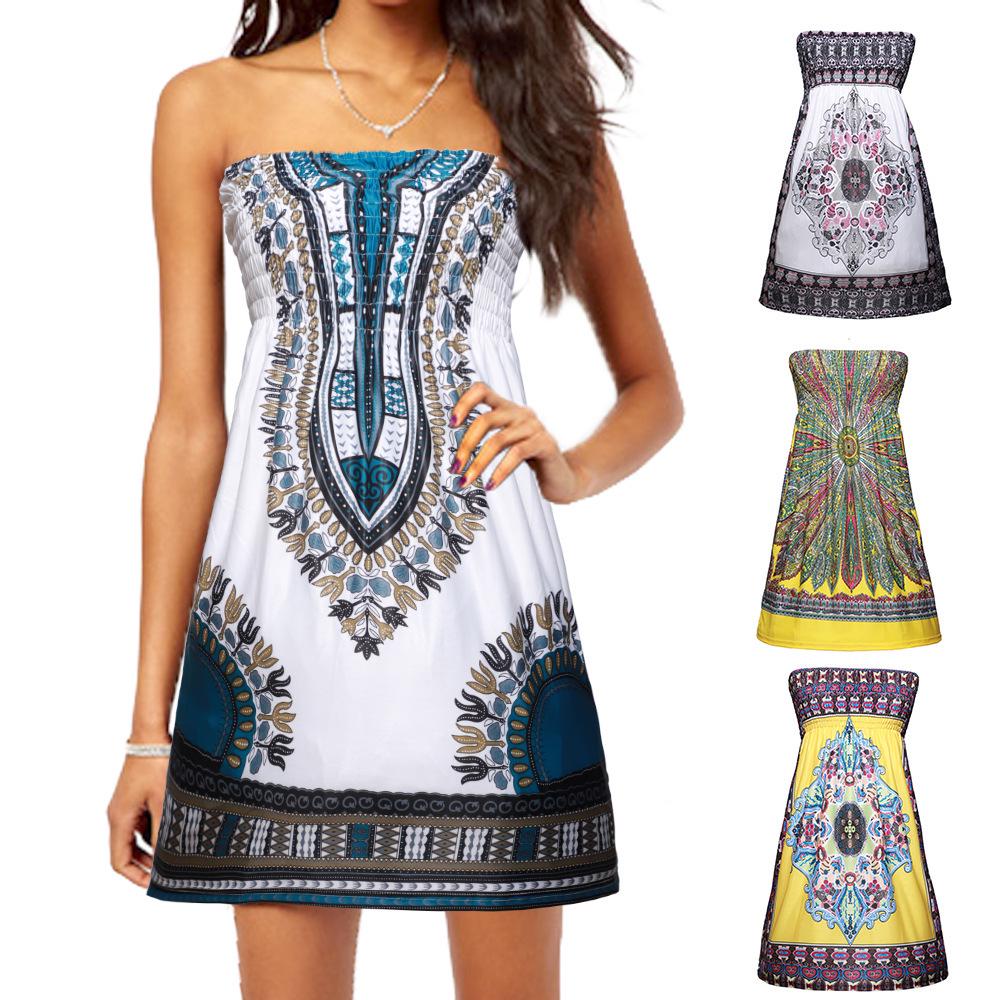 

European and American Slimming Bandeau Summer Beach Dress One Size
